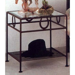 Grace Horseshoe Night Stand W/ Beveled Glass, Gun Metal