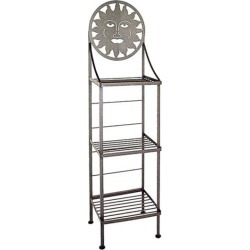 Grace Art/Silhoutte Hand Painted Bakers Rack, Gun Metal, Boston Light Lighthouse Pattern