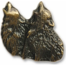 Buck Snort Hardware Dual Wolf, Antique Brass