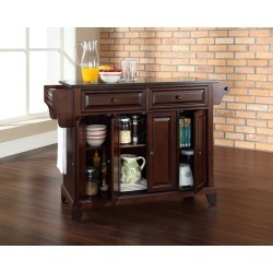 Crosley Furniture Newport Solid Black Granite Top Kitchen Island in Vintage Mahogany Finish