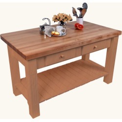 John Boos Grazzi Kitchen Island with Breakfast Bar, Natural Maple