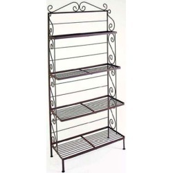 Grace 36 inch Graduated Style Bakers Rack, All wire shelves, Brass Tips, Gun Metal