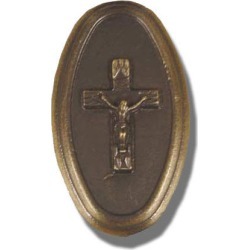 Buck Snort Hardware Crucifix Oval, Pewter