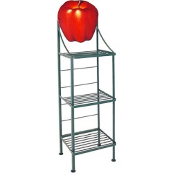 Grace Art/Silhoutte Hand Painted Bakers Rack, Gun Metal, Apples Fruit Pattern