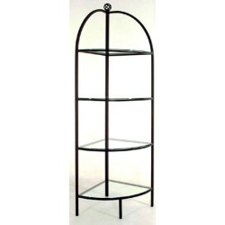 Grace 18 inch Inside Corner Bakers Rack, 4 Glass Shelves, Gun Metal