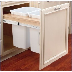 Rev-A-Shelf dual 8 gallon pull out door mounted waste bins