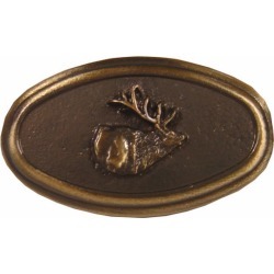 Buck Snort Hardware Elk Oval, Antique Brass