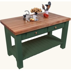 John Boos Grazzi Kitchen Island with Breakfast Bar, Basil Green