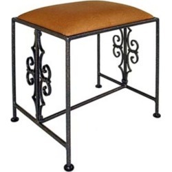 Grace Large Harvest Bench, Cordovan Fabric, Gun Metal Finish