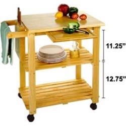 Winsome Wood Utility Kitchen Cart, Beechwood