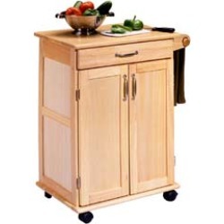 Home Styles Natural finish Kitchen Cart with Two Panel Doors