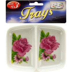 Double-Sided Rose Print Sauce Trays Set