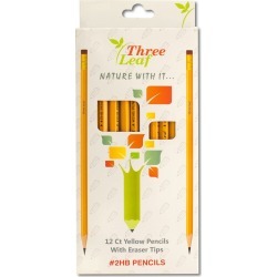 12 Pack Yellow #2HB Pencils with Eraser Tips
