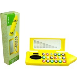 Crayon Shape Pencil Box Calculator in Yellow