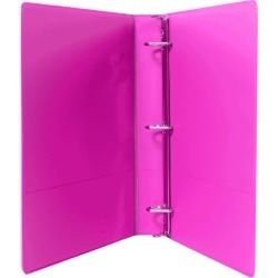 1In Heavy Duty Binder With Reinforced Spine, Bright Pink