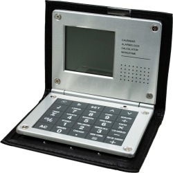 Pocket Calculator with World Clock in Leather Case