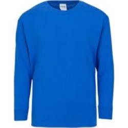 Gildan Cotton Youth Long Sleeve T-Shirt in Blue Size Small