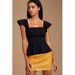 Top Secret Black Ruffled Peplum Top | Lulus