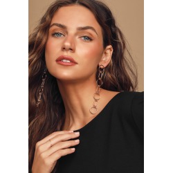 All Linked Up Gold Chain Link Drop Earrings | Lulus