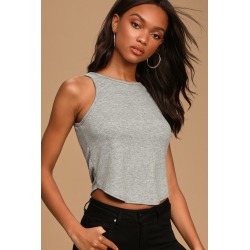Talk It Out Grey Ribbed Tank Top | Lulus