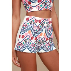 Rhythm is Gonna Get You Embroidered White Shorts | Lulus