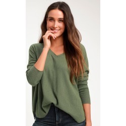 Only For You Olive Green Knit Long Sleeve Top | Lulus