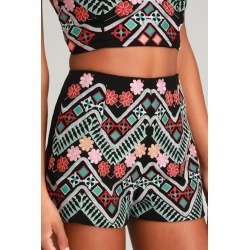 Rhythm is Gonna Get You Embroidered Black Shorts | Lulus