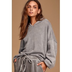 Boat House Washed Grey Pullover Hoodie | Lulus