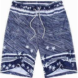 Blue Stars Print Drawstring Waist Polyester Shorts For Men