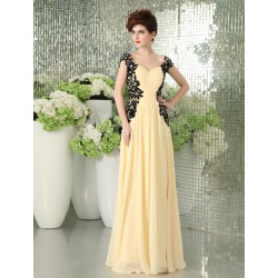 Chic Daffodil Chiffon Applique Fashion Evening Dress Wedding Guest Dress Milanoo