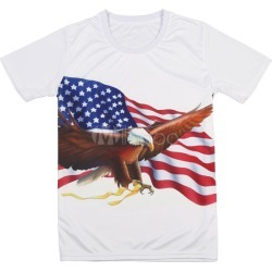 Men's Casual T Shirt Round Neck Short Sleeve USA Patriotic Animal Print Regular Fit Tee Top