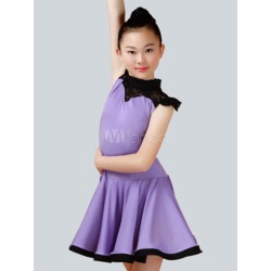 Latin Dance Costume Kids Lilac Sleeveless Ballroom Dance Dresses For Girls
