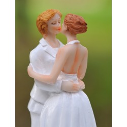 Couple Hugging Wedding Cake Topper