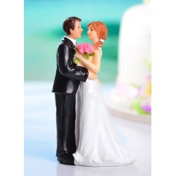 Classic Couple Embrace Figurine Wedding Cake Topper