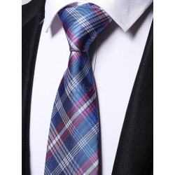 Blue Dress Tie Men Plaided Neck Tie