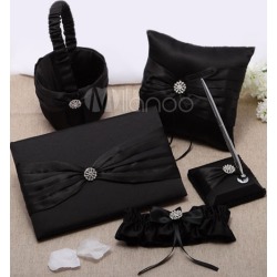 Black Ribbons Bows Wedding Flowers Collection Set