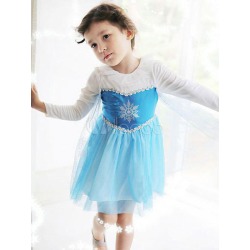 Kids' Halloween Costume Sequined Tulle Long Sleeve Blue Tu Tu Dress Halloween