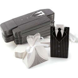 Wedding Favor Boxes Brides Groom Paper Wedding Party Favor Containers Set Of 12