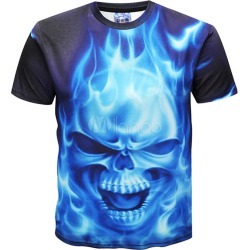 T Shirt For Men Skull 3D Print Short Sleeve T Shirt Royal Blue Tee Top