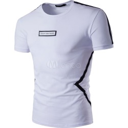 White Men's T Shirt Short Sleeve Round Neck Summer Tee Shirt Tops