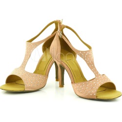 Vintage Dance Shoes Satin Women's Open Toe Ankle Strap Heel Ballroom Dance Shoes