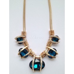 Blue Charm Necklace Women's Gemstones Beaded Rhinestones Pendant Necklace