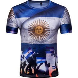 T Shirt Men Casual World Cup 2018 Argentina Deep Blue Athletic Tee Top