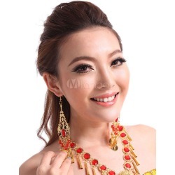Earrings Belly Dance Costume Gold Alloy Rhinestone Bollywood Dance Jewelry Accessories