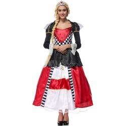 Halloween Costume Alice In Wonderland The Queen Of Spades Cosplay Women's Color Block Dress Halloween