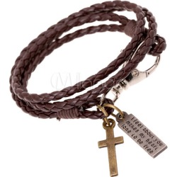 Brown Bracelet Cross Metal Bracelet for Men