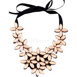 Gold Statement Necklace Women's Flowers Shape Lace Up Necklace