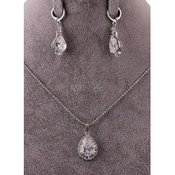 Necklace Jewelry Set Rhinestone Pendant Necklace With Drop Earring 2 Piece Women...