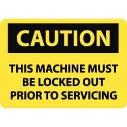 NMC 3"x5"ps Caution 5/pk Mach M/b Lokout B4 Svc Lb C190AP