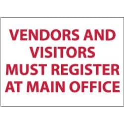 NMC 10x14 Rigid Plastic Vendors & Visitor Sign M365RB